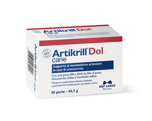 Integratore Artikrill Dol Cane 30 perle per supporto articolare in caso di osteoartrite Integratore Artikrill Dol Cane 30 perle per supporto articolare in caso di osteoartrite